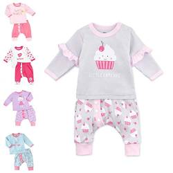 Baby Sweets® 2er Baby Set mit Baby Hose & Baby Langarmshirt für Mädchen in Rosa & Grau im Cupcake-Motiv/Baby Kleidung Set aus Baumwolle/Baby Outfit in Größe: Newborn (56) von Baby Sweets