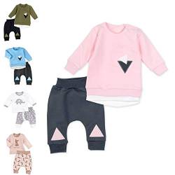 Baby Sweets® 2er Baby Set mit Baby Hose & Baby Langarmshirt für Mädchen in Rosa & Grau im Triangle-Motiv/Baby Kleidung Set aus Baumwolle/Baby Outfit in Größe: 9-12 Monate (80) von Baby Sweets