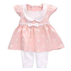 Baby Sweets® 2er Mädchen-Babykleidung als Baby-Set/Baby-Kleid als Outfit mit Leggings in Rosa-Weiß mit Schleife für Neugeborene & Kleinkinder/Erstausstattung für Mädchen/Größe 3-6 Monate (68) von Baby Sweets