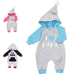 Baby Sweets® – Baby Overall mit Kapuze/Baby Strampler mit Motiv I LOVE PAPA/Walkoverall Baby für Mädchen und Jungen/Walkanzug für Neugeborene & Kleinkinder/Größe 3-6 Monate (68) von Baby Sweets