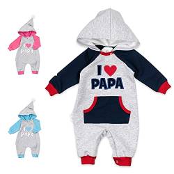 Baby Sweets® – Baby Overall mit Kapuze/Baby Strampler mit Motiv I LOVE PAPA/Walkoverall Baby für Mädchen und Jungen/Walkanzug für Neugeborene & Kleinkinder/Größe 6-9 Monate (74) von Baby Sweets