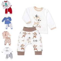 Baby Sweets® Unisex 2er Baby Set mit Baby Hose & Baby Langarmshirt für Mädchen & Jungen/Baby Outfit in Braun & Beige im Reh-Motiv/Baby Kleidung Set aus Baumwolle in Größe: 3 Monate (62) von Baby Sweets