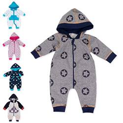 Baby Sweets Baby Overall Jumpsuit mit Kapuze für Jungen im Stern-Motiv/Babystrampler als Overall für Baby, 62, Grau - Stars von Baby Sweets