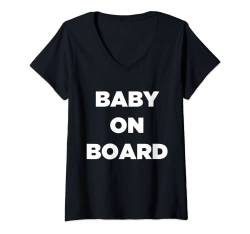 Damen Baby on Board T-Shirt – Umstands-T-Shirt T-Shirt mit V-Ausschnitt von Baby on board shirt