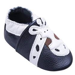 Weiche Leder Babyschuhe mit Mokassins Wildledersohlen für Kleinkinder Kleinkinder Jungen Mädchen Prewalker Schuhe (0-6 Monate, Giraffe) von BabyCareV