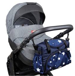 BabyLux Kinderwagentasche WICKELTASCHE Pflegetasche für Windeln Flaschen für Kinderwagen Buggy (75. Sterne) von BabyLux