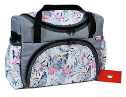 BabyLux Wickeltasche Kinderwagentasche für Windeln Flaschen für Kinderwagen (68. Grau + Flamingo) von BabyLux