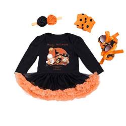 BabyPreg Meine erstes Halloween-Kostüm für Kleinkind Mädchen Thanksgiving Kostüm Kürbis Anziehen Baby Kleid Set (12-18 Monate, Hexe lang) von BabyPreg