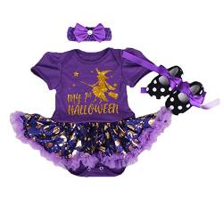 BabyPreg Meine erstes Halloween-Kostüm für Kleinkind Mädchen Thanksgiving Kostüm Kürbis Anziehen Baby Kleid Set (12-18 Monate, Lila) von BabyPreg