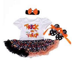 BabyPreg Meine erstes Halloween-Kostüm für Kleinkind Mädchen Thanksgiving Kostüm Kürbis Anziehen Baby Kleid Set (12-18 Monate, Weiß) von BabyPreg