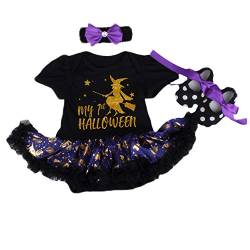 BabyPreg Meine erstes Halloween-Kostüm für Kleinkind Mädchen Thanksgiving Kostüm Kürbis Anziehen Baby Kleid Set (3-6 Monate, Schwarz) von BabyPreg