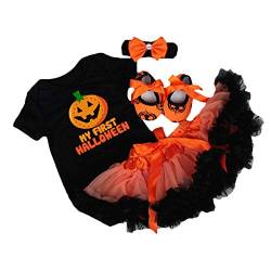 BabyPreg Meine erstes Halloween-Kostüm für Kleinkind Mädchen Thanksgiving Kostüm Kürbis Anziehen Baby Kleid Set (6-9 Monate, Kürbis) von BabyPreg