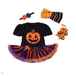 BabyPreg Meine erstes Halloween-Kostüm für Kleinkind Mädchen Thanksgiving Kostüm Kürbis Anziehen Baby Kleid Set (9-12 Monate, Kürbisorange) von BabyPreg