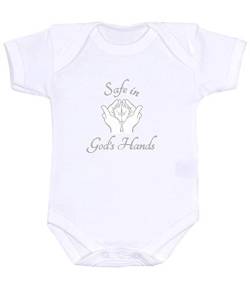 BabyPrem Baby Body Strampler Christlicher Gott Kleidung Neue 'Safe in God's Hands' 56-62cm von BabyPrem