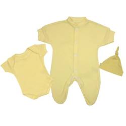 BabyPrem Baby Frühchen Kleine Frühgeborene Kleidung 3-teiliges Geschenkset 32-38cm ZITRONENGELB P1 von BabyPrem
