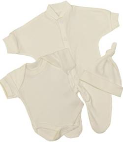 BabyPrem Baby Frühchen Kleine Frühgeborene Kleidung 3-teiliges Geschenkset 38-44cm Creme P2 von BabyPrem