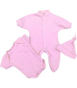 BabyPrem Baby Frühchen Kleine Frühgeborene Kleidung 3-teiliges Geschenkset 44-50cm ROSA P3 von BabyPrem
