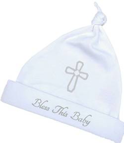 BabyPrem Baby Hut Mütze Kleidung Christlicher Gott 'Bless This Baby' 0-6 Monate 56-68cm von BabyPrem