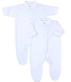 BabyPrem Frühchen 2 Schlafanzüge Strampler Madchen Jungen Unisex Baby Kleidung 0-28cm Weiss P00 von BabyPrem