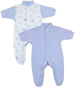 BabyPrem Frühchen Baby 2 Schlafanzüge Strampler Frühgeborene Kleidung Jungen Blauer Teddy 38-44cm von BabyPrem