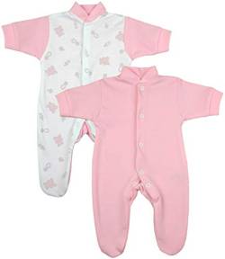 BabyPrem Frühchen Baby 2 Schlafanzüge Strampler Frühgeborene Kleidung Mädchen Rosa Teddy 38-44cm von BabyPrem