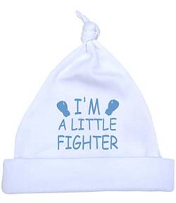 BabyPrem Frühchen Baby Hut Mütze Jungen Mädchen 'I'm a Little Fighter' 32-38cm BLAU P1 von BabyPrem