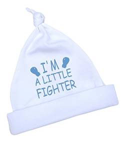 BabyPrem Frühchen Baby Hut Mütze Jungen Mädchen 'I'm a Little Fighter' 38-44cm BLAU P2 von BabyPrem