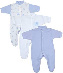 BabyPrem Frühchen Baby Jungen Kleidung 3 Schlafanzüge Strampler Blauer Teddy P2 von BabyPrem