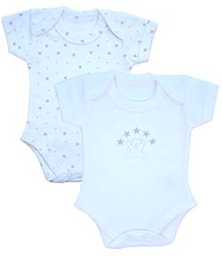 BabyPrem Frühchen Baby Kleidung 2 Bodies Body Unisex 32-38cm WEISS MOND UND STERNE PREM 1 von BabyPrem