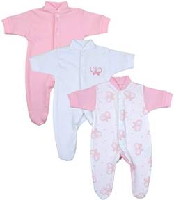 BabyPrem Frühchen Baby Mädchen Kleidung 3 Schlafanzüge Strampler Rosa Schmetterling P1 von BabyPrem