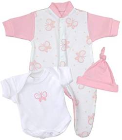 BabyPrem Frühgeborene Kleidung 3-teiliges Geschenkset ROSA SCHMETTERLING 38-44cm von BabyPrem