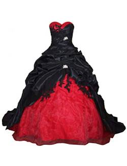 Babygirls Schwarz Rot und Weiß Hochzeitskleid für Braut 2019 Schatz mit Zug Übergröße Brautkleider, Rot, schwarz, 52 von Babygirls