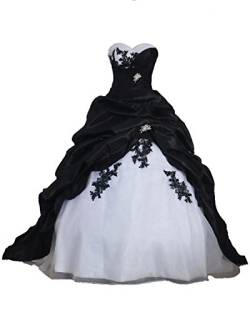 Babygirls Schwarz Rot und Weiß Hochzeitskleid für Braut 2019 Schatz mit Zug Übergröße Brautkleider, Schwarz Weiß, 50 Mehr von Babygirls