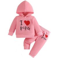 Babyhafen Shirt & Hose 2er-Set Baby I LOVE PAPA Pink Weiß Freizeitkleidung Babykleidung (2-tlg) von Babyhafen