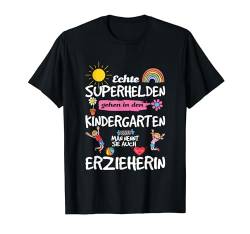 Echte Superhelden Gehen In Kindergarten Erzieher Vorschule T-Shirt von Babysitter Geschenkidee Kindertagesstätte Lehrer