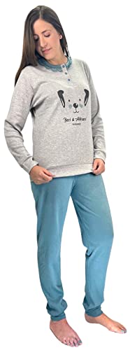 Baci & Abbracci | Schlafanzug für Damen, aus Baumwolle, lang, warm, aus 100% Baumwolle, für Winter, Pyjama, zweiteilig, Lange Ärmel von Baci & Abbracci