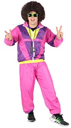 Bad Taste 80er Jahre Kostüm Trainingsanzug für Herren Jogginganzug - pink lila gelb - Größe S-4XL, Größe:XL von Bad Taste