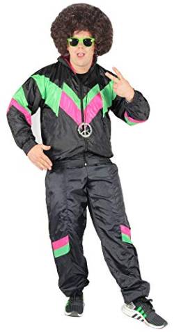 Bad Taste 80er Jahre Kostüm Trainingsanzug für Herren Jogginganzug - schwarz grün pink - Größe S-4XL, Größe:L von Bad Taste