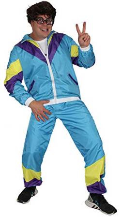 Bad Taste babyblauer 80er Jahre KostŸm Jogginganzug fŸr Herren - Grš§e S-XXXXL - Trainingsanzug Fasching Karneval, Grš§e:L von Bad Taste