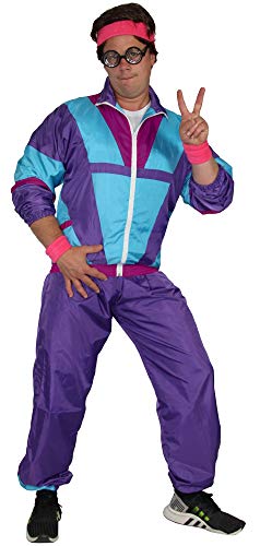 Bad Taste lila blau violett 80er Jahre Kostüm Jogginganzug für Herren - Größe S-4XL - Trainingsanzug Fasching Karneval, Größe:3XL von Bad Taste