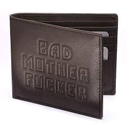 Geldbörse mit Prägung „Bad Mother Fucker“, Echtleder, Braun von Bad Wallets