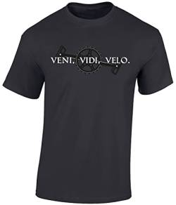 (A) Fahrrad T-Shirt Herren : Veni Vidi Velo - Sport Tshirts Herren - Latein Fun Shirts Männer (Mouse Grey 3XL) von Baddery