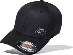 (A) Fahrradmütze : Fahrrad - Rennrad Cap Herren Mountainbike MTB Kleidung - Flexfit Caps Männer (Schirm: Schwarz L-XL) von Baddery