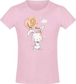 (A) Geburstagsgeschenk für Mädchen : 6 Jahre mit Hase - Mädchen Tshirt - Geburtstagsshirt - Mäddchen T-Shirt (Pink 140) von Baddery