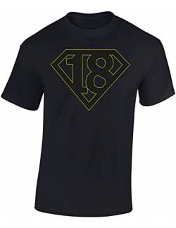 (A) Geburtstagsgeschenk für Männer 18 Jahre - Super 18 - Geschenk T-Shirt zum 18. Geburtstag - Geburtstags Shirt Herren (L) von Baddery