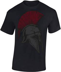 (A) Gym Shirt Herren : Spartan Helmet - Sparta T-Shirt - Spartaner Shirt - Sport Fitness Tshirt Herren (Schwarz M) von Baddery