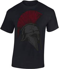 (A) Gym Shirt Herren : Spartan Helmet - Sparta T-Shirt - Spartaner Shirt - Sport Fitness Tshirt Herren (Schwarz XL) von Baddery