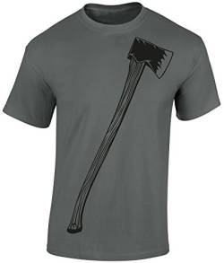 (A) Holzfäller Shirt Herren : Axt - Förster & Jäger T-Shirt Männer - Arbeitskleidung Waldarbeiter - Geschenk Camping Outdoor Survival (Zink XL) von Baddery
