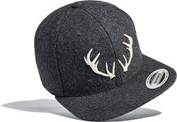 (A) Jäger Mütze : Hirsch Geweih - Outdoor Cap Herren Flexfit - Basecap Herren & Damen - Kletter Wander Zubehör (Dark Grey - Wool) von Baddery