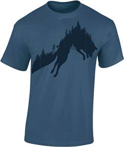 (A) Jäger T-Shirt Männer - Waldfuchs - Geschenk für Jäger - Jagd Tshirt Herren - Jäger Kleidung Jagd Zubehör (Blau S) von Baddery